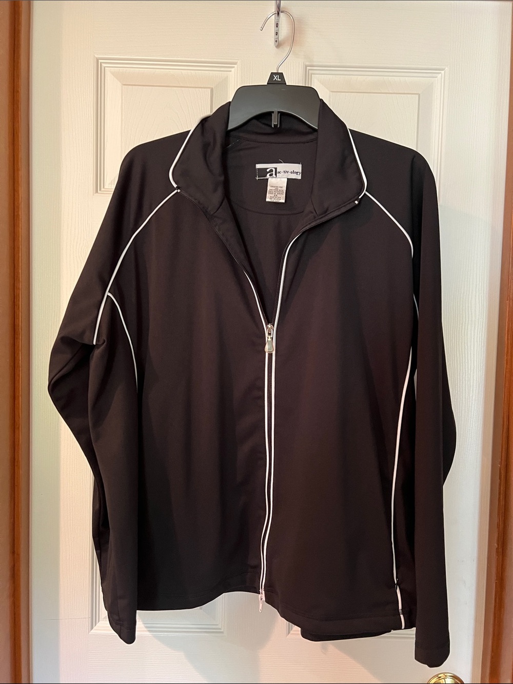 Ac-tiv-ology Black Zip Up Jacket with White Piping